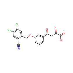 N#Cc1cc(Cl)c(Cl)cc1COc1cccc(C(=O)CC(=O)C(=O)O)c1 ZINC000101059022