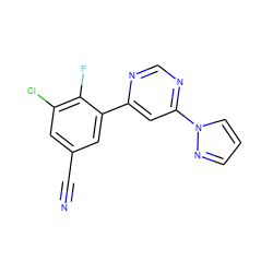 N#Cc1cc(Cl)c(F)c(-c2cc(-n3cccn3)ncn2)c1 ZINC000219247130