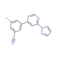 N#Cc1cc(Cl)cc(-c2cc(-n3cccn3)ncn2)c1 ZINC000221091103