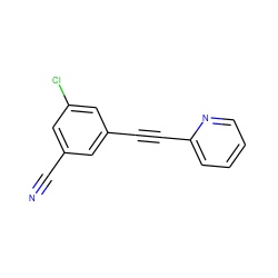 N#Cc1cc(Cl)cc(C#Cc2ccccn2)c1 ZINC000071295972