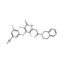 N#Cc1cc(Cl)cc(Oc2c(F)c(CC(=O)N3CCc4ccccc4C3)[nH]c(=O)c2Br)c1 ZINC000140220470