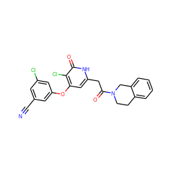 N#Cc1cc(Cl)cc(Oc2cc(CC(=O)N3CCc4ccccc4C3)[nH]c(=O)c2Cl)c1 ZINC000140192789