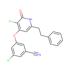 N#Cc1cc(Cl)cc(Oc2cc(CCc3ccccc3)[nH]c(=O)c2Cl)c1 ZINC000140220626