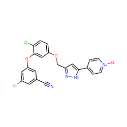 N#Cc1cc(Cl)cc(Oc2cc(OCc3cc(-c4cc[n+]([O-])cc4)[nH]n3)ccc2Cl)c1 ZINC000072108971