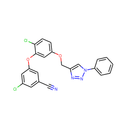 N#Cc1cc(Cl)cc(Oc2cc(OCc3cn(-c4ccccc4)nn3)ccc2Cl)c1 ZINC000034891660