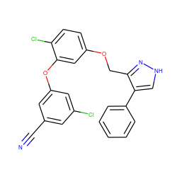 N#Cc1cc(Cl)cc(Oc2cc(OCc3n[nH]cc3-c3ccccc3)ccc2Cl)c1 ZINC000072111320