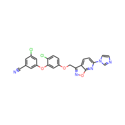 N#Cc1cc(Cl)cc(Oc2cc(OCc3noc4nc(-n5ccnc5)ccc34)ccc2Cl)c1 ZINC000045287175