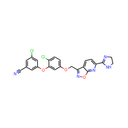 N#Cc1cc(Cl)cc(Oc2cc(OCc3noc4nc(C5=NCCN5)ccc34)ccc2Cl)c1 ZINC000045258885