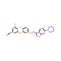 N#Cc1cc(Cl)cc(Oc2cc(OCc3noc4nc(N5CCCCC5)ccc34)ccc2Cl)c1 ZINC000045284593