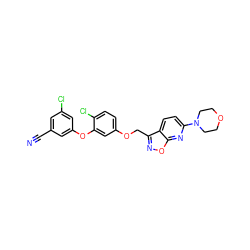 N#Cc1cc(Cl)cc(Oc2cc(OCc3noc4nc(N5CCOCC5)ccc34)ccc2Cl)c1 ZINC000045286854