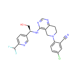 N#Cc1cc(Cl)ccc1N1CCc2ncnc(N[C@H](CO)c3ccc(C(F)F)nc3)c2C1 ZINC000148401148