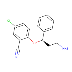 N#Cc1cc(Cl)ccc1O[C@H](CCN)c1ccccc1 ZINC000071294743