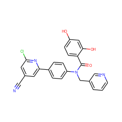 N#Cc1cc(Cl)nc(-c2ccc(N(Cc3cccnc3)C(=O)c3ccc(O)cc3O)cc2)c1 ZINC000653664388