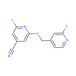 N#Cc1cc(Cl)nc(OCc2ccnc(Cl)c2)c1 ZINC000028572459