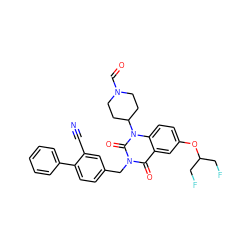 N#Cc1cc(Cn2c(=O)c3cc(OC(CF)CF)ccc3n(C3CCN(C=O)CC3)c2=O)ccc1-c1ccccc1 ZINC000043207156