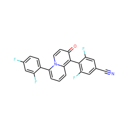 N#Cc1cc(F)c(-c2c(=O)ccn3c(-c4ccc(F)cc4F)cccc23)c(F)c1 ZINC000034984177