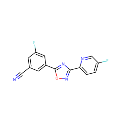 N#Cc1cc(F)cc(-c2nc(-c3ccc(F)cn3)no2)c1 ZINC000033980255