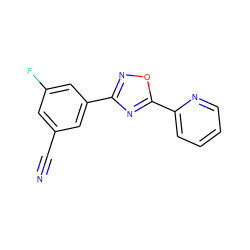 N#Cc1cc(F)cc(-c2noc(-c3ccccn3)n2)c1 ZINC000095553926