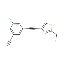 N#Cc1cc(F)cc(C#Cc2csc(CF)n2)c1 ZINC000028701631