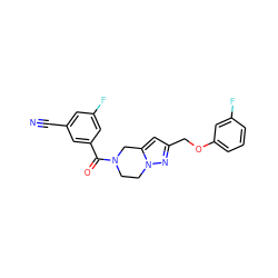 N#Cc1cc(F)cc(C(=O)N2CCn3nc(COc4cccc(F)c4)cc3C2)c1 ZINC000168068940