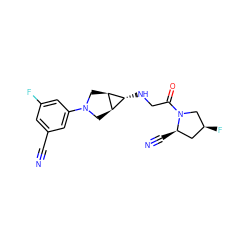 N#Cc1cc(F)cc(N2C[C@H]3[C@H](NCC(=O)N4C[C@@H](F)C[C@H]4C#N)[C@H]3C2)c1 ZINC000101180707