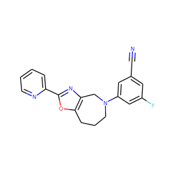 N#Cc1cc(F)cc(N2CCCc3oc(-c4ccccn4)nc3C2)c1 ZINC000064540860