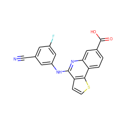 N#Cc1cc(F)cc(Nc2nc3cc(C(=O)O)ccc3c3sccc23)c1 ZINC000167770192