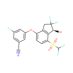 N#Cc1cc(F)cc(Oc2ccc(S(=O)(=O)C(F)F)c3c2CC(F)(F)[C@H]3O)c1 ZINC000230477048