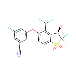 N#Cc1cc(F)cc(Oc2ccc3c(c2C(F)F)[C@@H](O)C(F)(F)S3(=O)=O)c1 ZINC000521836526