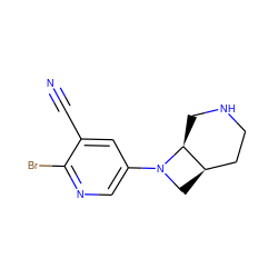 N#Cc1cc(N2C[C@@H]3CCNC[C@@H]32)cnc1Br ZINC000035080310