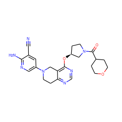 N#Cc1cc(N2CCc3ncnc(O[C@H]4CCN(C(=O)C5CCOCC5)C4)c3C2)cnc1N ZINC000113568842