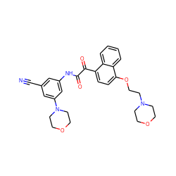 N#Cc1cc(NC(=O)C(=O)c2ccc(OCCN3CCOCC3)c3ccccc23)cc(N2CCOCC2)c1 ZINC000058499159