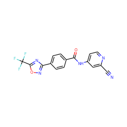 N#Cc1cc(NC(=O)c2ccc(-c3noc(C(F)(F)F)n3)cc2)ccn1 ZINC000142914675