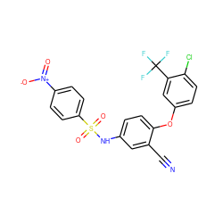 N#Cc1cc(NS(=O)(=O)c2ccc([N+](=O)[O-])cc2)ccc1Oc1ccc(Cl)c(C(F)(F)F)c1 ZINC001772648585