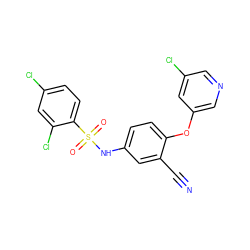 N#Cc1cc(NS(=O)(=O)c2ccc(Cl)cc2Cl)ccc1Oc1cncc(Cl)c1 ZINC000038859089