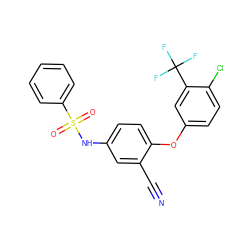 N#Cc1cc(NS(=O)(=O)c2ccccc2)ccc1Oc1ccc(Cl)c(C(F)(F)F)c1 ZINC001772650378