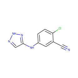 N#Cc1cc(Nc2cn[nH]n2)ccc1Cl ZINC000213615899