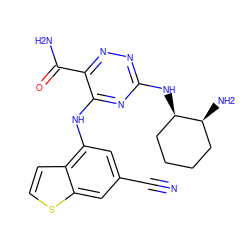 N#Cc1cc(Nc2nc(N[C@@H]3CCCC[C@@H]3N)nnc2C(N)=O)c2ccsc2c1 ZINC000223221131