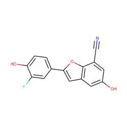 N#Cc1cc(O)cc2cc(-c3ccc(O)c(F)c3)oc12 ZINC000028367107