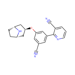 N#Cc1cc(O[C@H]2C[C@@H]3CC[C@H](C2)N3)cc(-c2ncccc2C#N)c1 ZINC000101387118