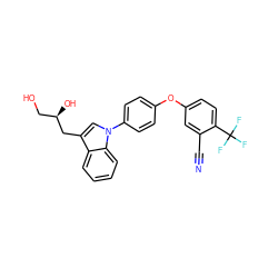 N#Cc1cc(Oc2ccc(-n3cc(C[C@H](O)CO)c4ccccc43)cc2)ccc1C(F)(F)F ZINC000146757703