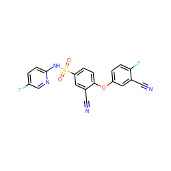 N#Cc1cc(Oc2ccc(S(=O)(=O)Nc3ccc(F)cn3)cc2C#N)ccc1F ZINC000220157118