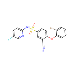 N#Cc1cc(S(=O)(=O)Nc2ccc(F)cn2)ccc1Oc1ccccc1Br ZINC000473201206