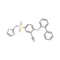 N#Cc1cc(S(=O)(=O)Nc2ncco2)ccc1Oc1ccccc1-c1ccccc1 ZINC000095582358