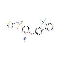 N#Cc1cc(S(=O)(=O)Nc2nccs2)ccc1Oc1ccc(-c2ncccc2C(F)(F)F)cc1 ZINC000095580744