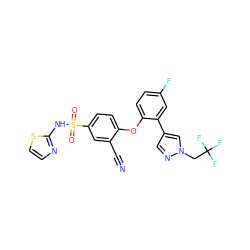 N#Cc1cc(S(=O)(=O)Nc2nccs2)ccc1Oc1ccc(F)cc1-c1cnn(CC(F)(F)F)c1 ZINC000095584972