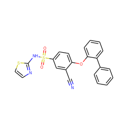 N#Cc1cc(S(=O)(=O)Nc2nccs2)ccc1Oc1ccccc1-c1ccccc1 ZINC000095583262