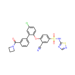 N#Cc1cc(S(=O)(=O)Nc2ncns2)ccc1Oc1ccc(Cl)cc1-c1cccc(C(=O)N2CCC2)c1 ZINC000095582252