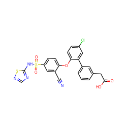 N#Cc1cc(S(=O)(=O)Nc2ncns2)ccc1Oc1ccc(Cl)cc1-c1cccc(CC(=O)O)c1 ZINC000095584491