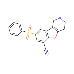 N#Cc1cc(S(=O)(=O)c2ccccc2)cc2c3c(oc12)CCNC3 ZINC000147550400